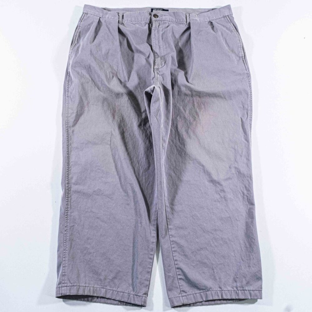 VTG 90s Polo Ralph Lauren Chino Pants 42x25.5 Baggy Cropped Wide Leg Preppy Grey